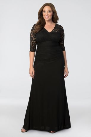 dresses plus bride evening formal soiree lace gown bridal groom dress david davidsbridal mother gowns sleeve elegant special sizes tie